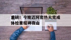 亚博体育官网-重磅！今晚迈阿密热火完成体检里程碑夜山(迈阿密热火官方网站)